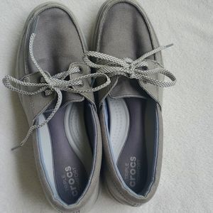 Croc grey canvas boat shoes size 8